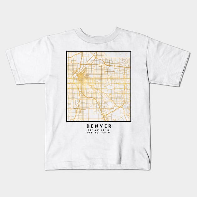 DENVER COLORADO CITY STREET MAP ART Kids T-Shirt by deificusArt